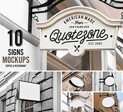 10个户外灯箱广告模型：10 Signs Mockup Restaurant & Coffee